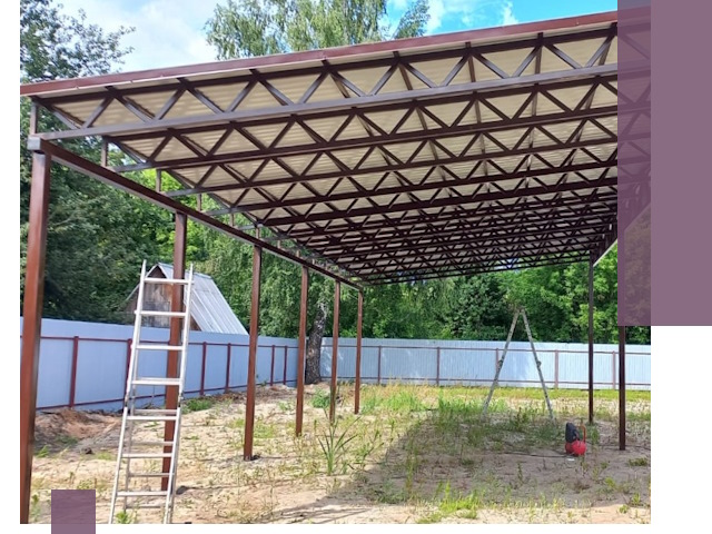 Односкатные навесы под ключ в Ессентуках — изготовление и монтаж