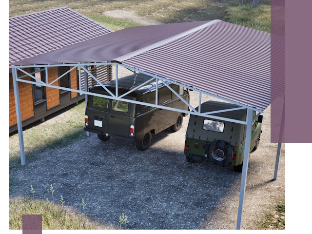 Двускатные навесы под ключ в Ессентуках — изготовление и монтаж